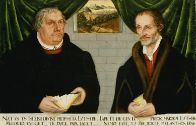 Doppio ritratto di Martin Lutero (1483-1546) e Filippo Melantone (1497-1560)